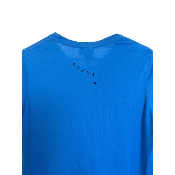 Clare V. Les Yeux Graphic Tee XS Blue Cotton Crewneck - Picture 9 of 12